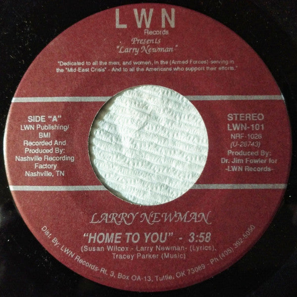 Larry Newman (2) : Home To You (7", Single)