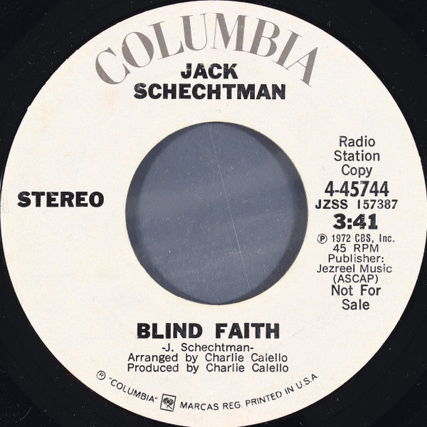 Jack Schechtman : Blind Faith (7", Mono, Promo, Styrene)