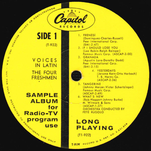 The 4 Freshmen* : Voices In Latin (LP, Album, Mono, Promo, Scr)
