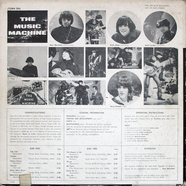 The Music Machine : (Turn On) The Music Machine (LP, Album, Mono)