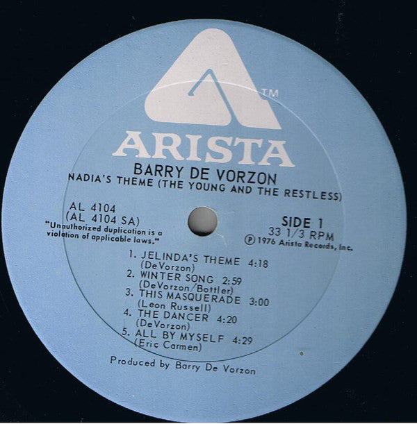 Barry De Vorzon : Nadia's Theme (The Young And The Restless) (LP, Album, PRC)