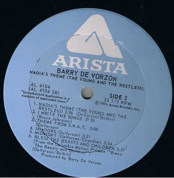Barry De Vorzon : Nadia's Theme (The Young And The Restless) (LP, Album, PRC)