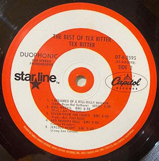 Tex Ritter : The Best Of Tex Ritter (LP, Comp, Club, RE, Duo)
