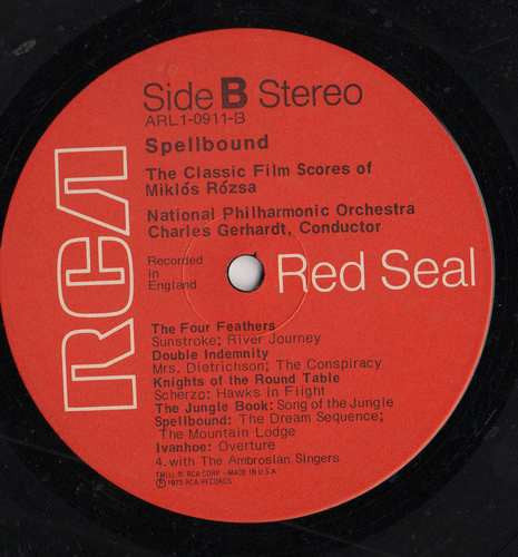 Miklós Rózsa, Charles Gerhardt / National Philharmonic Orchestra : Spellbound (The Classic Film Scores Of Miklós Rózsa) (LP)