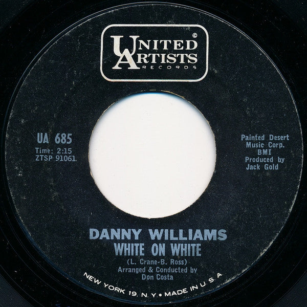 Danny Williams : White On White (7", Mono, Styrene)