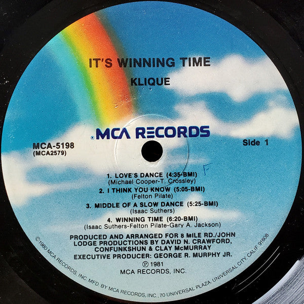 Klique : It's Winning Time (LP, Album, Pin)