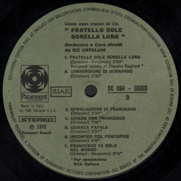 Riz Ortolani : Fratello Sole Sorella Luna (Original Soundtrack) (LP, Album, Gat)