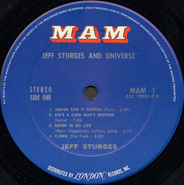 Jeff Sturges : Jeff Sturges And Universe (LP, Album)