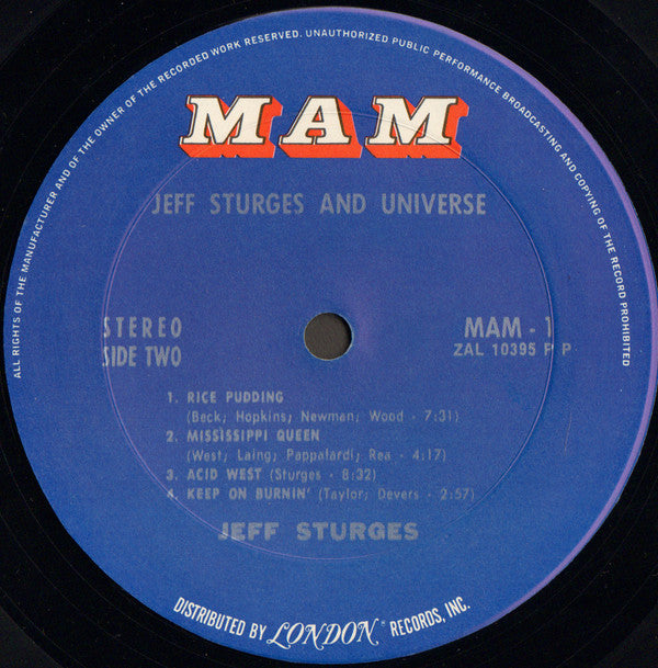 Jeff Sturges : Jeff Sturges And Universe (LP, Album)