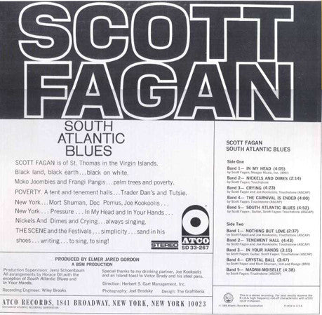Scott Fagan : South Atlantic Blues (LP, Album, CT )