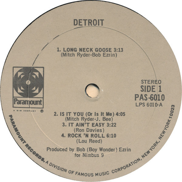 Detroit (2) With Mitch Ryder : Detroit (LP, Album)