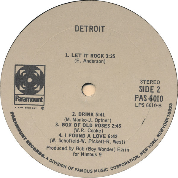 Detroit (2) With Mitch Ryder : Detroit (LP, Album)