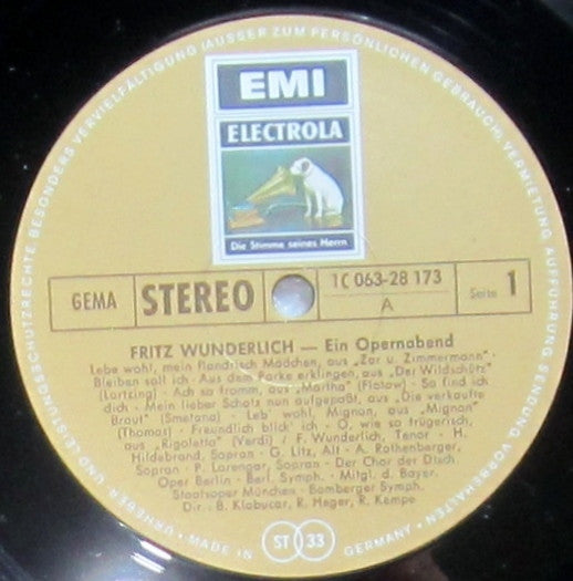 Fritz Wunderlich : Ein Opernabend (LP)