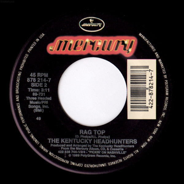 The Kentucky Headhunters : Rock 'N' Roll Angel (7")