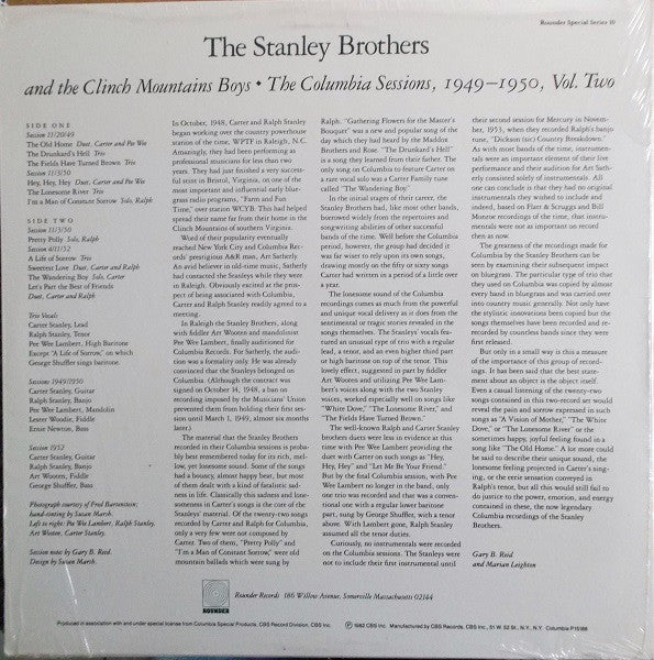 The Stanley Brothers And The Clinch Mountain Boys : The Columbia Sessions, 1949-1950, Volume Two (LP, Comp)