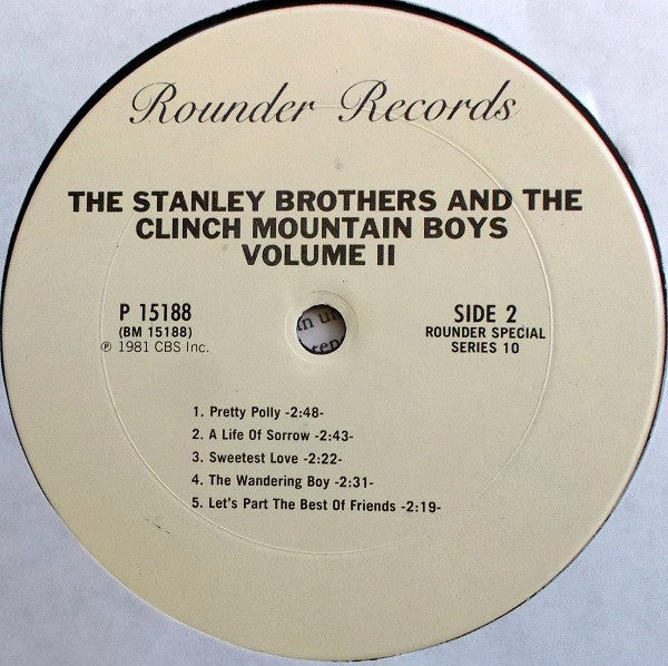 The Stanley Brothers And The Clinch Mountain Boys : The Columbia Sessions, 1949-1950, Volume Two (LP, Comp)