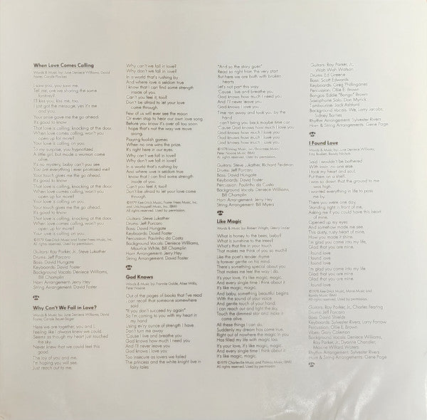 Deniece Williams : When Love Comes Calling (LP, Album, Ter)