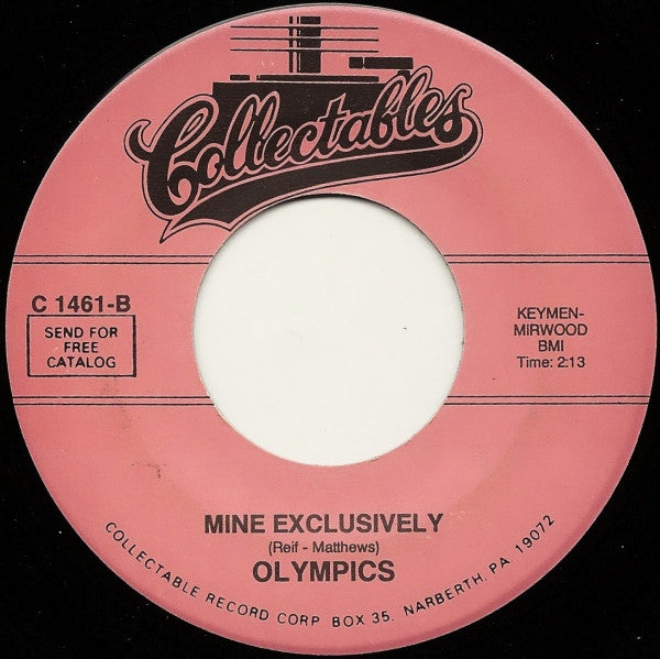 The Olympics : Big Boy Pete / Mine Exclusively (7", RE)