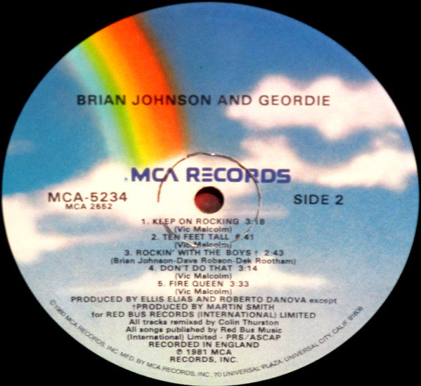 Brian Johnson And Geordie : Brian Johnson And Geordie (LP, Album, Glo)