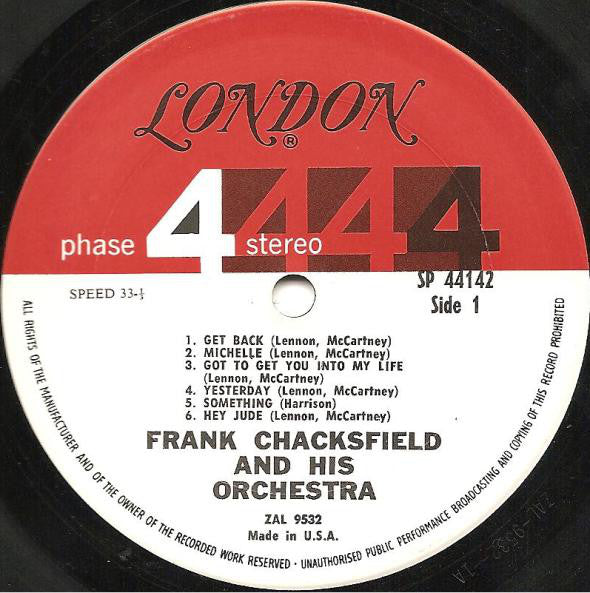 Frank Chacksfield & His Orchestra : Chacksfield Plays The Beatles' Song Book (LP, Album)