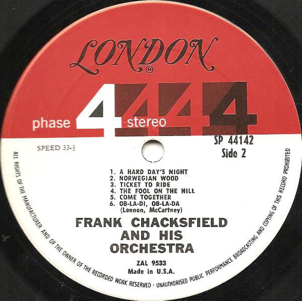 Frank Chacksfield & His Orchestra : Chacksfield Plays The Beatles' Song Book (LP, Album)