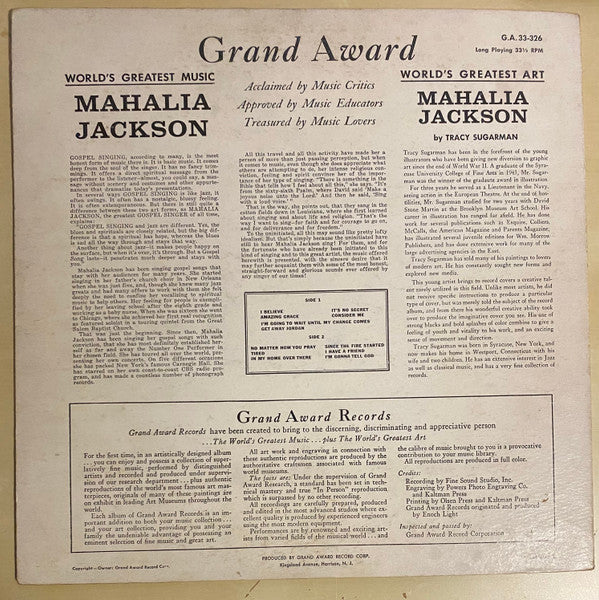 Mahalia Jackson : The World's Greatest Gospel Singer (LP, Comp, Mono)