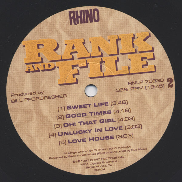 Rank & File : Rank And File (LP, Album)