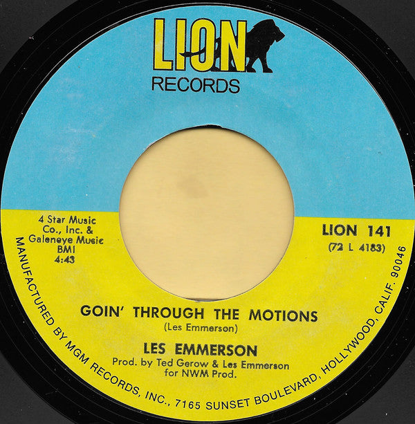 Les Emmerson : Control Of Me / Going Through The Motions (7", Single, Styrene, All)