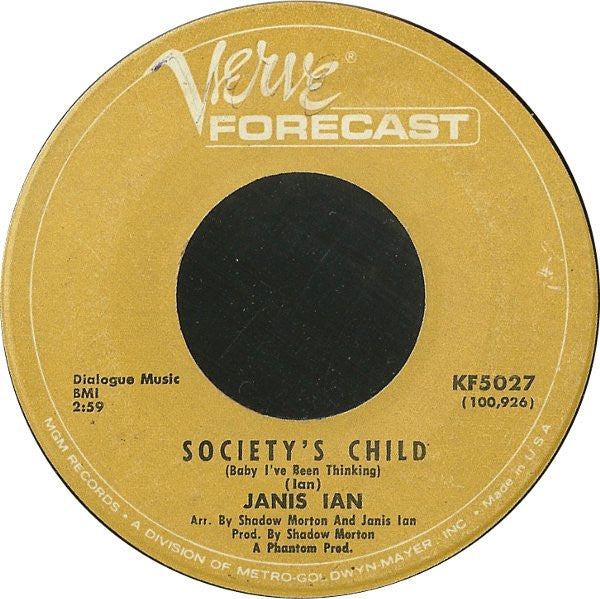 Janis Ian : Society's Child (Baby I've Been Thinking) (7")