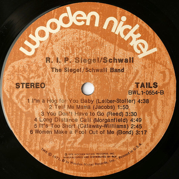 The Siegel-Schwall Band : R.I.P. Siegel/Schwall (LP, Album)