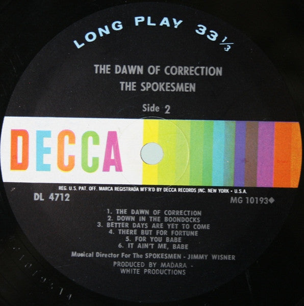 The Spokesmen : The Dawn Of Correction (LP, Album, Mono)
