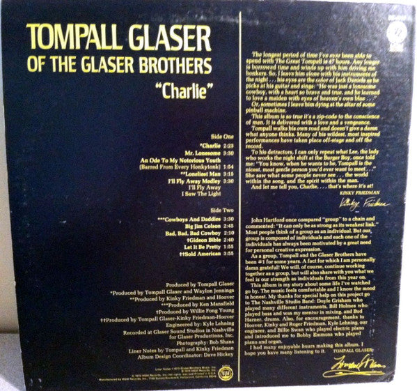 Tompall Glaser : Charlie (LP, Album, Gat)