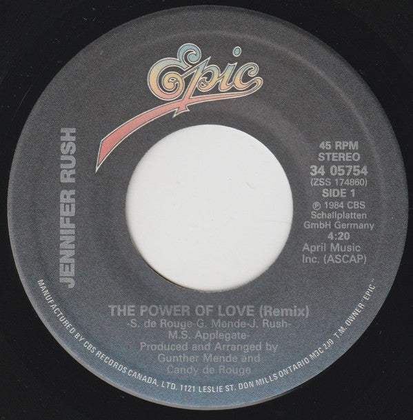 Jennifer Rush : The Power Of Love (Remix) (7", Single)
