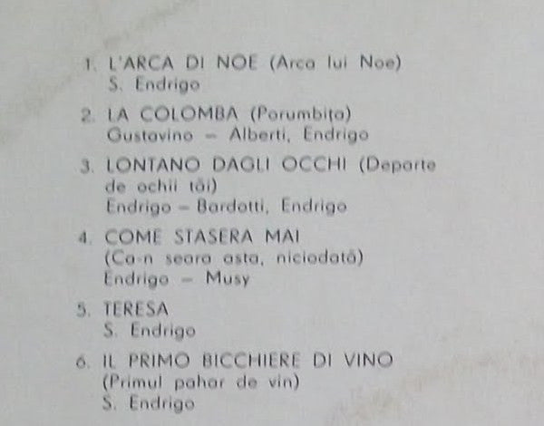 Sergio Endrigo : Sergio Endrigo (LP, Album, Mono)