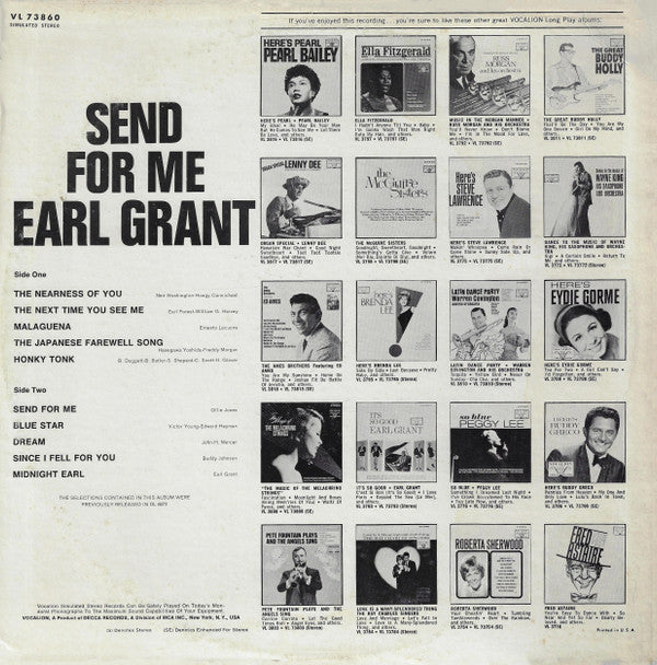 Earl Grant : Send For Me (LP, Album, Pin)