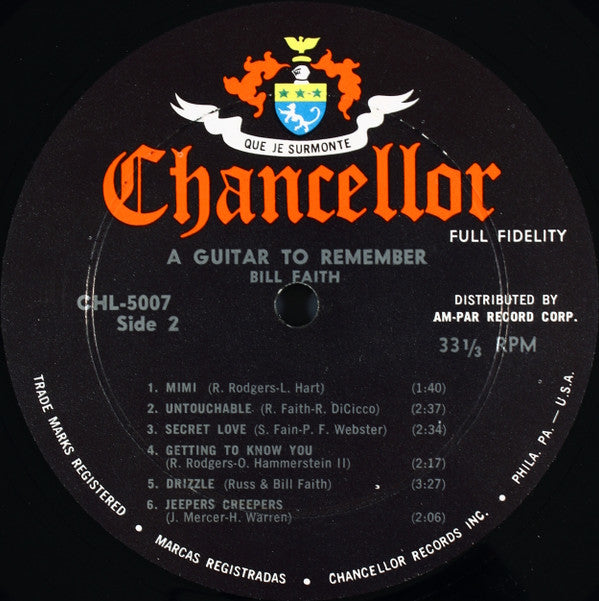 Bill Faith : A Guitar To Remember (LP, Album, Mono)