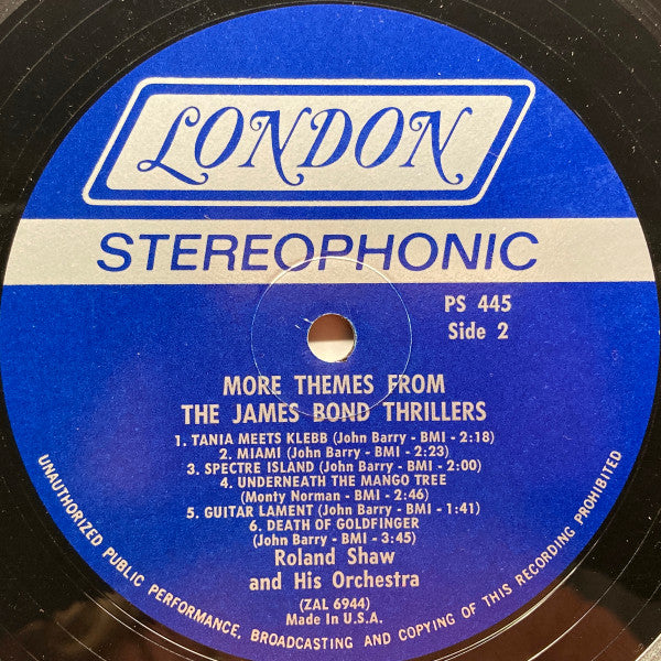 The Roland Shaw Orchestra : More Themes From The James Bond Thrillers (LP)
