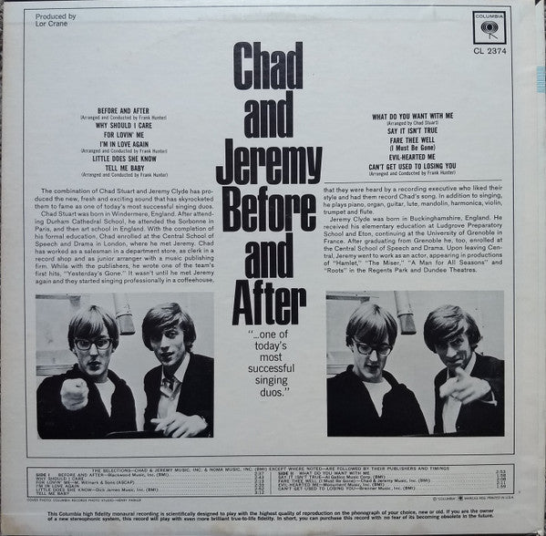 Chad & Jeremy : Before And After (LP, Album, Mono)