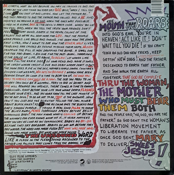 Biff Rose : Thee Messiah Album Live At Gatsby's (LP, Album)