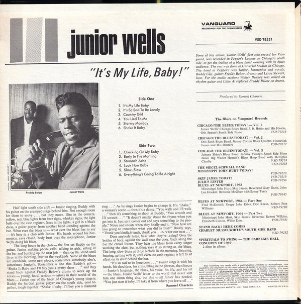 Junior Wells : It's My Life, Baby (LP, Album, RE)
