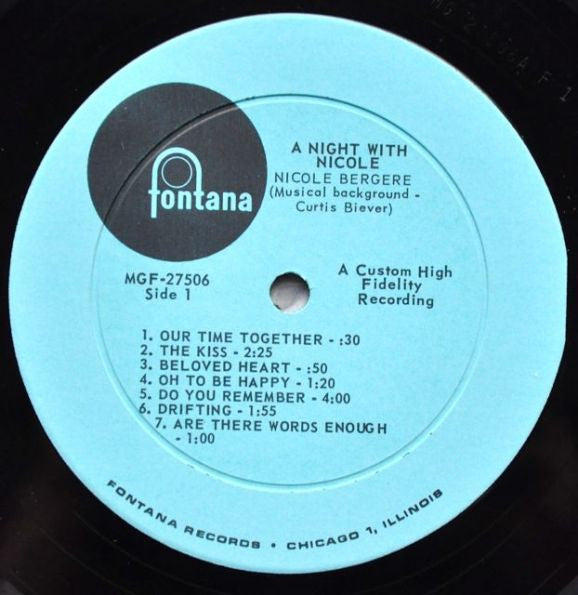 Nicole Bergere : A Night With Nicole (LP, Mono)