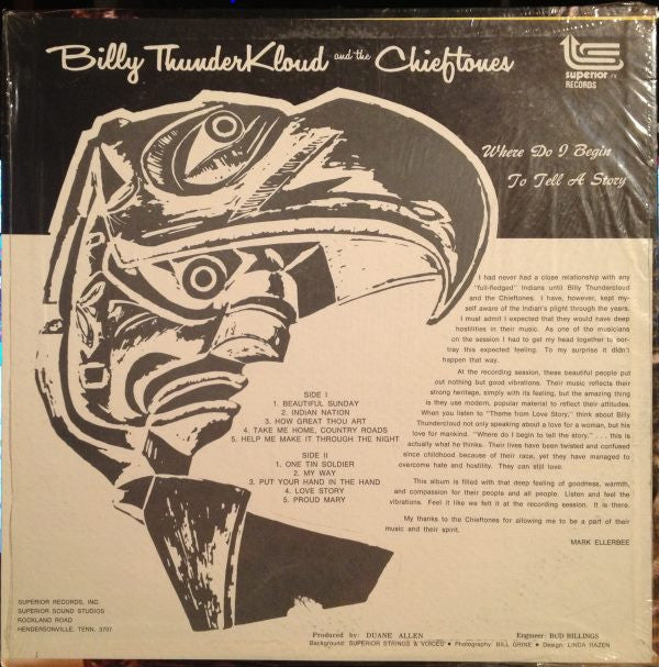 Billy Thunderkloud And The Chieftones : Where Do I Begin To Tell A Story (LP, Album)