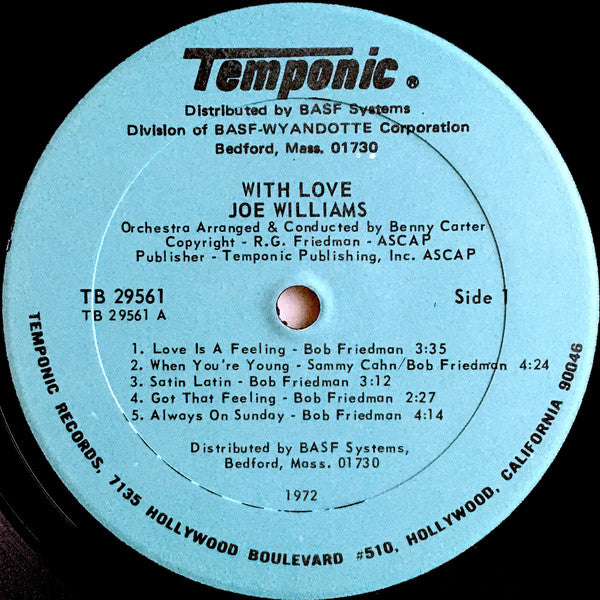 Joe Williams : With Love (LP, Album, Gat)