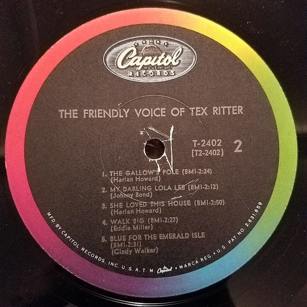 Tex Ritter : The Friendly Voice Of (LP, Album, Mono)