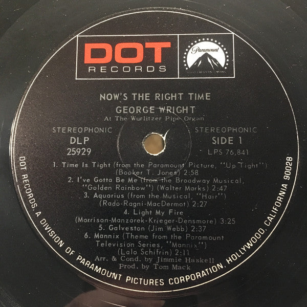 George Wright (2) : Now's The Right Time (LP, Album)
