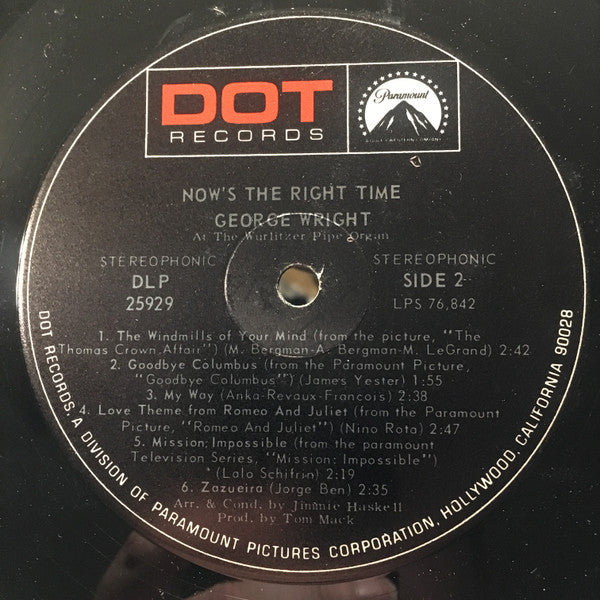 George Wright (2) : Now's The Right Time (LP, Album)