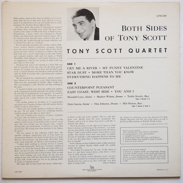Tony Scott Quartet* : Both Sides Of Tony Scott (LP, Album, Mono)
