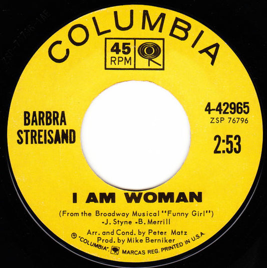 Barbra Streisand : I Am Woman (7", Single, Styrene, Ter)