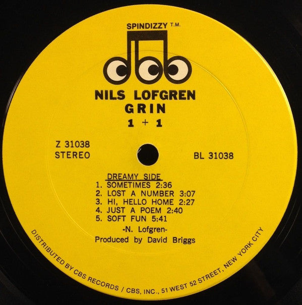 Nils Lofgren - Grin : 1+1 (LP, Album, Yel)