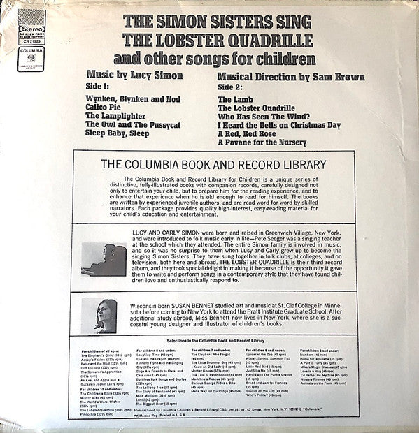 The Simon Sisters : The Simon Sisters Sing The Lobster Quadrille And Other Songs For Children (LP)